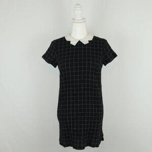Mod Ref Clara Women's Small Black White Window Pane Plaid Peter Pan Collar Dress